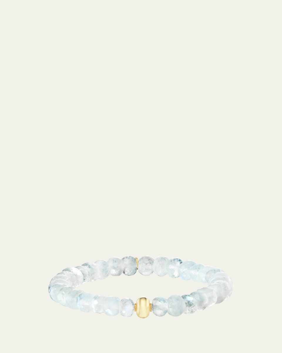 14K Rainbow Moonstone 8mm Beaded Bracelet with Plain Donut